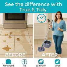 TRUE & TIDY Square Spin Mop & Bucket System – Dual Chamber For Clean & Dirty Water, 360° Rotating Self-Wringing Mop With Built-In Scrub Brush, Stainless Steel Handle & 2 Reusable Microfiber Mop Pads - Mop Bucket with 2 Mop Pads - 查看 3