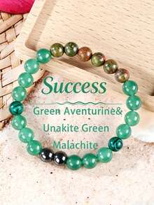 YAUKIA 1pc Natural Green Aventurine&Unakite&Green Malachite Bracelets For Women,Brings Luck, Success, Energy Clearing,Stretch Jewelry,Ideal Gift For Friends, Wife, And Family - Multicolor - View 8