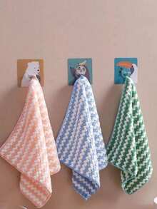 1pc/5pcs/10pcs Thickened Wavy Texture Dishcloth, Striped Coral Fleece Cleaning Cloth, Non-Stick Oil Removal, For Kitchen, Bathroom, Home Supplies - A - View 5