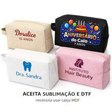 Kit 5 Plain Toiletry Bags Without Print To Personalize Gift - White - View 4