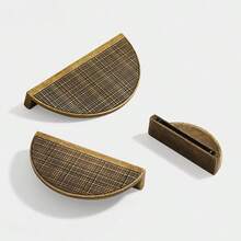 2pcs Antique Bronze Cabinet Door Handles, Zinc Alloy Material Drawer Pulls, Wardrobe Door Knobs, Unique And Elegant Design, High-Quality Half-Circle Shape, Elevates Furniture Appearance - Semicircle - View 3