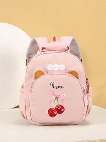 Mini Monogrammed Nylon Backpack With Bow Pattern Adjustable Shoulder Straps And Zipper Closure - Multicolor - View 24
