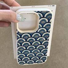 1pc TPU Material Blue Floral Pattern Full Screen Phone Case Compatible With Iphone 17 Pro Max/17/16 Pro Max/15/13/12/11, S20 FE/A15/S24/A55, Note 11/Note 12/Note 13 Pro, Shock-Proof Soft Protective Cover - White - View 3