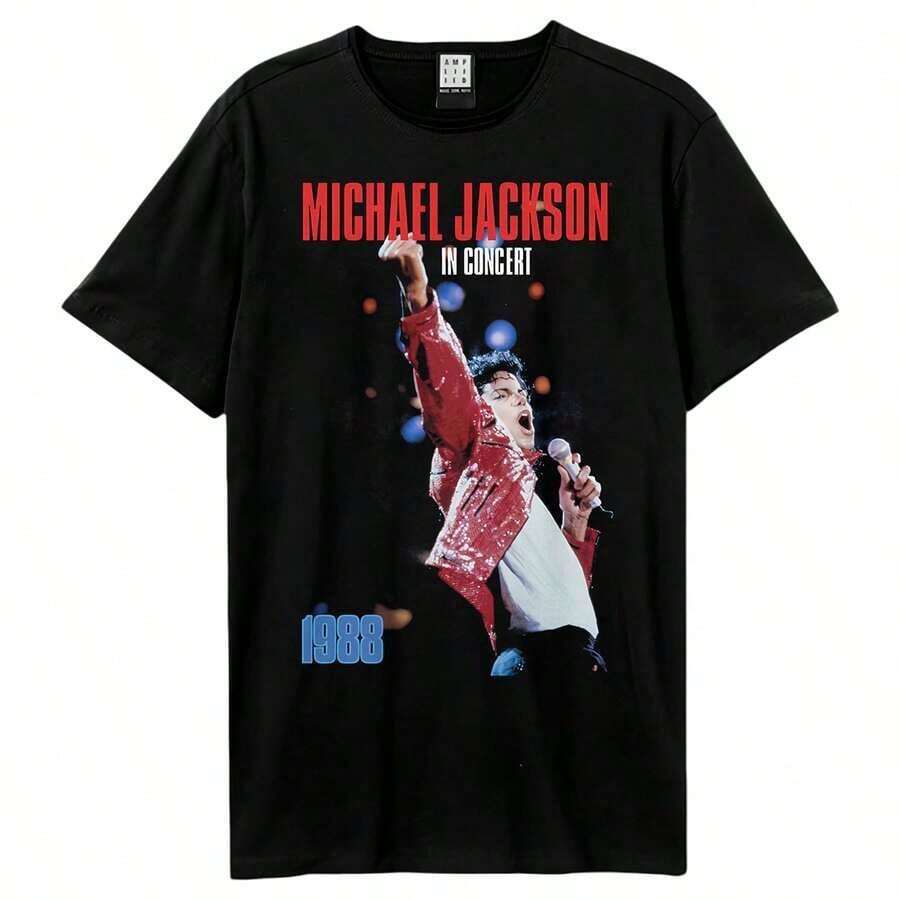 Michaels Jacksons American Vintage High Street Trendes Men's Oversize T-Shirt Mens Women's T Shirts - 黑色 - 查看 1