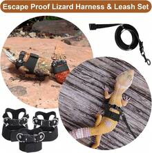 3 Pack Bearded Harness And Leash Set, Adjustable Nylon Bearded Accessories With 3 Sizes Vests, 6.56ft Lead Reptile Training & Walking Accessories(Black) - Brown - View 6