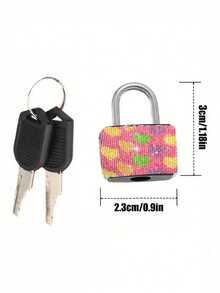 Mini Sparkling Crystal Key Lock - Metal Small Lock With 2 Keys, No Assembly Required, Luggage Lock With Keys, Storage Cabinet Lock, Small Luggage Padlock, Metal Key Lock Suitable For Luggage, Gym Lockers, Bags, School, Gifts For Birthday, Back To School, Mother's Day, Wedding, Souvenirs, Bridesmaids, Etc. - Multicolor - View 8