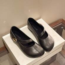 Retro Mary Jane Shoes, Slip-On Casual Loafers, French Style Versatile Commuting & Evening Dress Shoes - Black - View 9