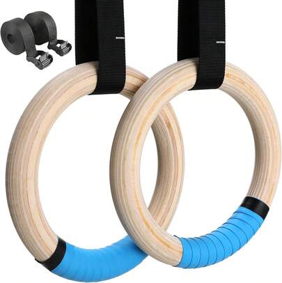 Wooden Gymnastic Rings With Straps Gym Rings Crossfit Gymnastics 28mm / 32mm