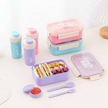 Set Kotak Bekal Portabel dengan Tutup dan Gelas Air, Dilengkapi dengan Kotak Celup Sendok Garpu, Kotak Bekal Aman untuk Microwave. Kotak Bekal Berkapasitas Besar yang Tertutup Rapat dan Anti Bocor, Cocok untuk Acara di Luar Ruangan dan Pertemuan. - MultiWarna - View 6