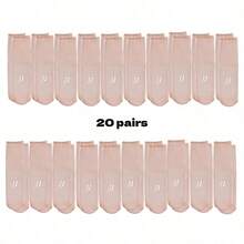 1 Pair/10 Pairs/5 Pairs/20 Pairs/30 Pairs Pack, Silicone Dotted Anti-Slip Seamless Ultra-Thin Transparent Glass Stockings For Women, Anti-Slip Toe, Short Length, Anti-Snag, Wear-Resistant, Invisible Crystal Socks, Mid-Calf 5D Seamless Steel Wire Ultra-Thin Ice Silk Invisible Short Stockings, Mask Socks, Anti-Slip Crystal Dotted Stockings - Apricot - View 13