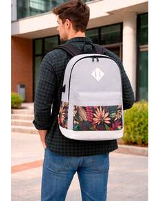 Shendy Vendy Backpack With Large Capacity, 5-Piece Set Fashionable Cool Youth Backpack Pencil Case Laptop School Student - MOD220 灰色2 - 查看 2