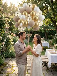 29PCS Champagne Gold Birthday Decoration,  Metal Confetti Balloons Party Set Round Helium Balloon, Romantic Luxury, Retirement Party Wedding Birthday Graduation Celebration Home Decoration Birthday And Themed Party Supplies - Champane Gold - 查看 4