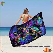 Extra-Large Microfiber Beach Towel - Super Absorbent, Quick-Drying Knitted Fabric, Tropical Turtle Pattern, Soft Rectangular Towel With A Coastal Theme, Suitable For Beach And Bathing, Microfiber Composition, Machine Washable, Skin Friendly, Durable, Sand-Proof, Fade Resistant, Lightweight, Portable, Travel Towel, Gym Towel, Cooling Towel, Towel Wrap, Hair Towel, Hand Towel, Bath Towel, Beach Mat, Beach Blanket, Beach Vacation Essentials, Beach Must Haves, Beach Items, Beach Supplies, Beach Gear, Travel Accessories, Pool Accessories, Cruise Accessories, Bathroom Accessories, Beach Accessories, Ideal Gift For Family, Friends - A - 查看 16
