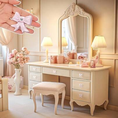 1 tay nắm ngăn kéo hình nơ màu hồng, tay nắm tủ hình nơ dễ thương, tay nắm trang trí kiểu retro, thích hợp cho phòng trẻ em, phòng bé gái, bàn trang điểm, phòng ngủ, bàn làm việc tại nhà, tủ quần áo.
