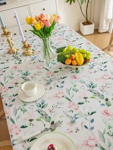 1 pieza Mantel con estampado de flores y pájaros de colores, mantel rectangular, estilo rústico para mesa de comedor en el hogar, lavable, apto para uso en el hogar, cocina, comedor, fiestas, picnics, citas, bodas, eventos temáticos, interior y exterior - Multicolor - Ver 14
