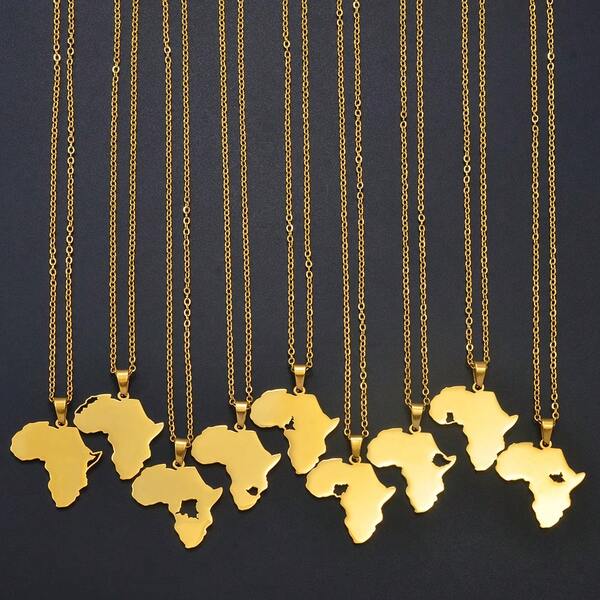 1Pc 3CM Stainless Steel Jewelry Nigeria Ghana Morocco Cameroon Map Pendant Necklaces