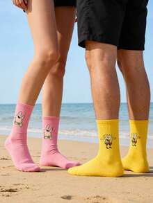SpongeBob SquarePants 2 pares de calcetines de dibujos animados, calcetines casuales versátiles y de moda, calcetines deportivos unisex - Multicolor - Ver 3
