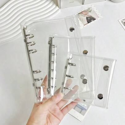 1pc A5/A6/A7 Transparent Loose Leaf Binder, Sticker Loose-Leaf Notebook, Sticker Storage Books, Double Buckle Soft Leather Cover Planner Cases, Transparent Inner Page Exchange Core,Korean Pop Band Photo Card Storage Notebook, Capacity Portable Binders,Planners,Schedule Books,Shield Books,High Transparency Double Ring Binding Notebook,Suitable For DIY Diary, Photo Album, Sticker Book, Notebook, Planner, School & Office Supplies,Replaceable Inner Pages