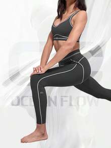Airbrush High-Waist 7/8 Heart Throb Legging - 無菸煤色/白色 - 查看 3