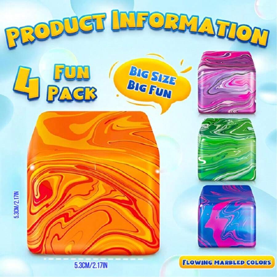Marbled Maltose Squishy Toy Slow Rise Stress Relief Sensory Fidget Soft Cube Gel Texture Anti-Anxiety Decompression Gift For Adults Office Desk Travel Party Favor - Xem 1