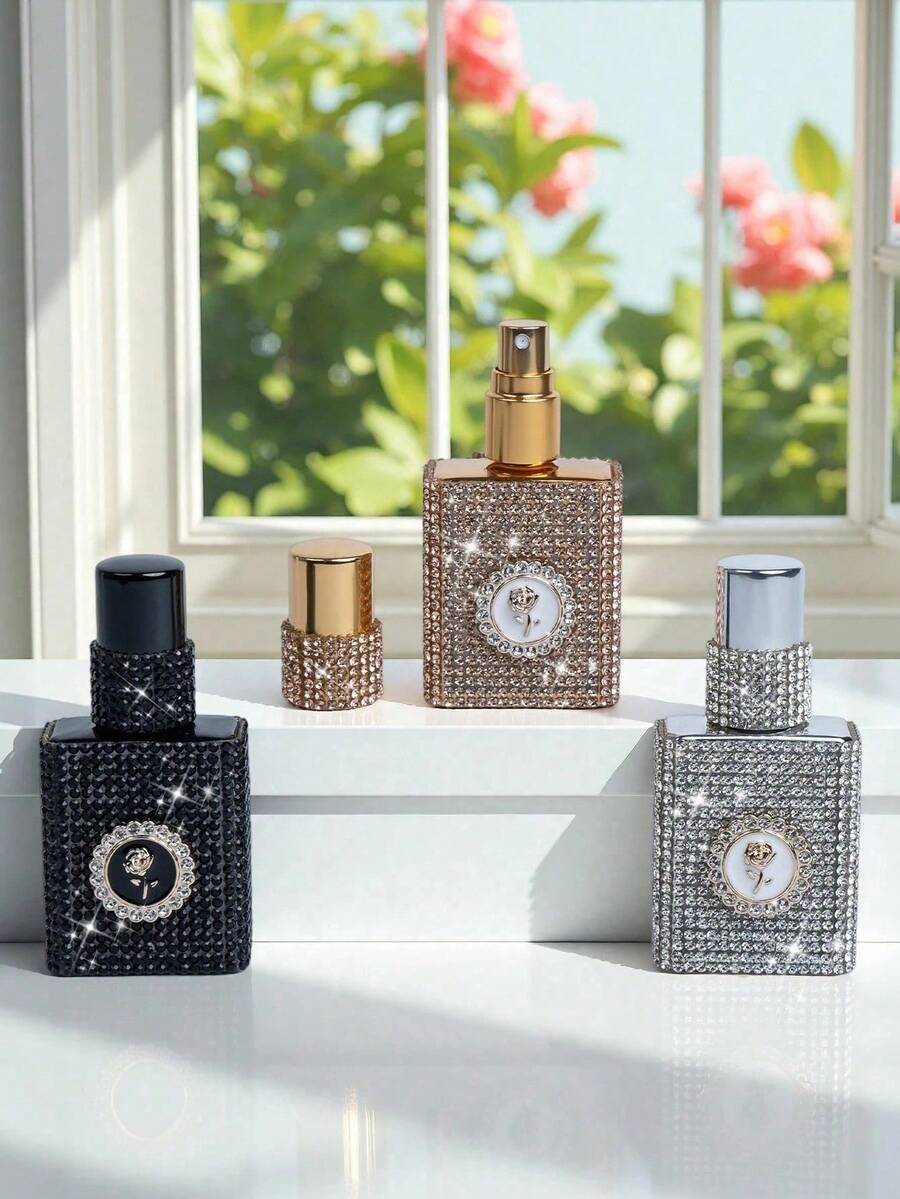 15毫升闪亮香水喷雾瓶，可重复灌装的奢华水晶喷雾瓶，闪光玻璃香水喷雾器，手工水晶瓶，防漏香水喷雾瓶，旅行香水瓶，晚宴派对香水喷雾，旅行必备