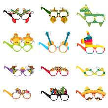6pcs Paper Mexican Carnival Party Photo Booth Props Glasses, Paper Photo Booth Props - View 3