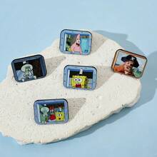 SpongeBob SquarePants Bộ 5 ghim cài áo hình nhân vật hoạt hình độc đáo Captain SquarePants, ghim cài men tráng men hình Captain SquarePants, phụ kiện trang sức, quà tặng. - Một kích thước - Xem 6