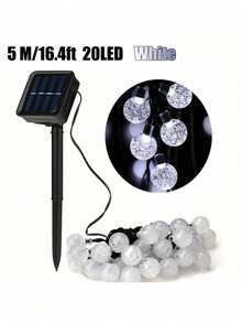 1串防水太阳能LED灯串，20/50/100颗灯泡，5米/7米/12米长，8种灯光模式，水晶球太阳能仙女灯，适用于户外庭院派对装饰、春夏秋季家居及户外装饰、户外露营烧烤、婚礼装饰、母亲节父亲节礼物 - 彩色 - 查看 13