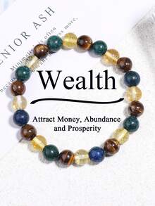 Vòng tay Thịnh Vượng & Dồi Dào, Đá Citrine & Mắt Hổ 8mm, biểu tượng may mắn, giàu có, thành công & tự tin, trang sức pha lê phong cách Boho dành cho nam và nữ - Nhiều màu - Xem 1