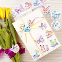 500pcs/Roll Watercolor Butterfly Stickers, 9 Cute Designs, Decorative Non-Adhesive Stickers Suitable For Various Decorations - Multicolor - View 3