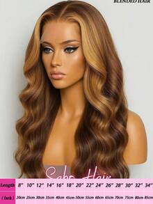 200% 密度 28 英寸 4/27 蜜金色 13x4 13x6 高清透明蕾丝前假发 预拔发际线假发 28 英寸无胶水水波纹真人前额发丝 女士时尚混纺假发 适合日常佩戴或聚会 - S4/27 - 查看 33