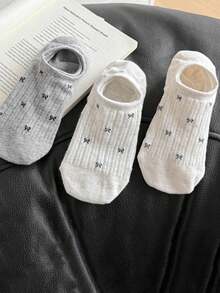 1/5/10/15/20 Pairs Gentle Bow Shallow Mouth Socks, Thin Summer Style Invisible Socks For Daily Wear - Multicolor - View 5