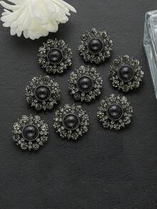 8 pezzi Bottoni in metallo con fiori decorativi in strass e perle finte, bottoni di lusso decorativi per cappotti, blazer e abiti da donna, accessori di abbigliamento fai-da-te, misure 15/18/20/23 mm - Multicolore - Visualizzare 14