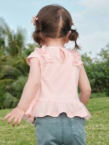 Balabala Áo thun mùa hè cho bé gái 2026, chất liệu cotton mềm mại, thiết kế dễ thương, thoáng khí, tay ngắn. - trắng đỏ - Xem 3