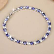 1条闪亮法蒂玛邪眼4毫米锆石网球手链，适合日常佩戴、送礼、派对。 - 惡魔之眼 - 查看 2