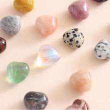 Natural Crystal Love Ornament 15MM Non-Porous Peach Heart Accessories, Crystal Heart-Shaped Stone, Love Loose Stone Ornament - 青金 - 查看 2