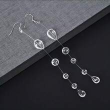 1 Pair Elegant Teardrop Transparent Dew Drop Earrings For Women - Transparent White - View 5