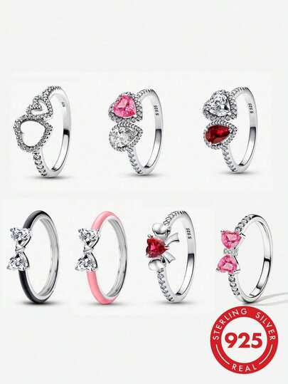 1pc Adjustable S925 Silver Wire Ring, Women's Fashion Rhinestone Jewelry, Exquisite Gift For Girls, Friends, Family