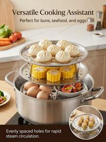 1/3pcs LDQ Stainless Steel Steamer Rack - Rust-Proof For Home Storage Pots, Multi-Layer Round Steamer Insert With Can Holder Accessory, Perfect For Home Kitchen Use, Kitchen Helper[Please Remove The Anti-Scratch Film Before Use, If It Cannot Be Removed, Please Use Hot Water To Soak] - Multicolor - View 8