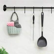 Hanging Sink Organizer With Silicone Storage, Adjustable Strap, Sponge & Drain Rack - General Purpose - View 4
