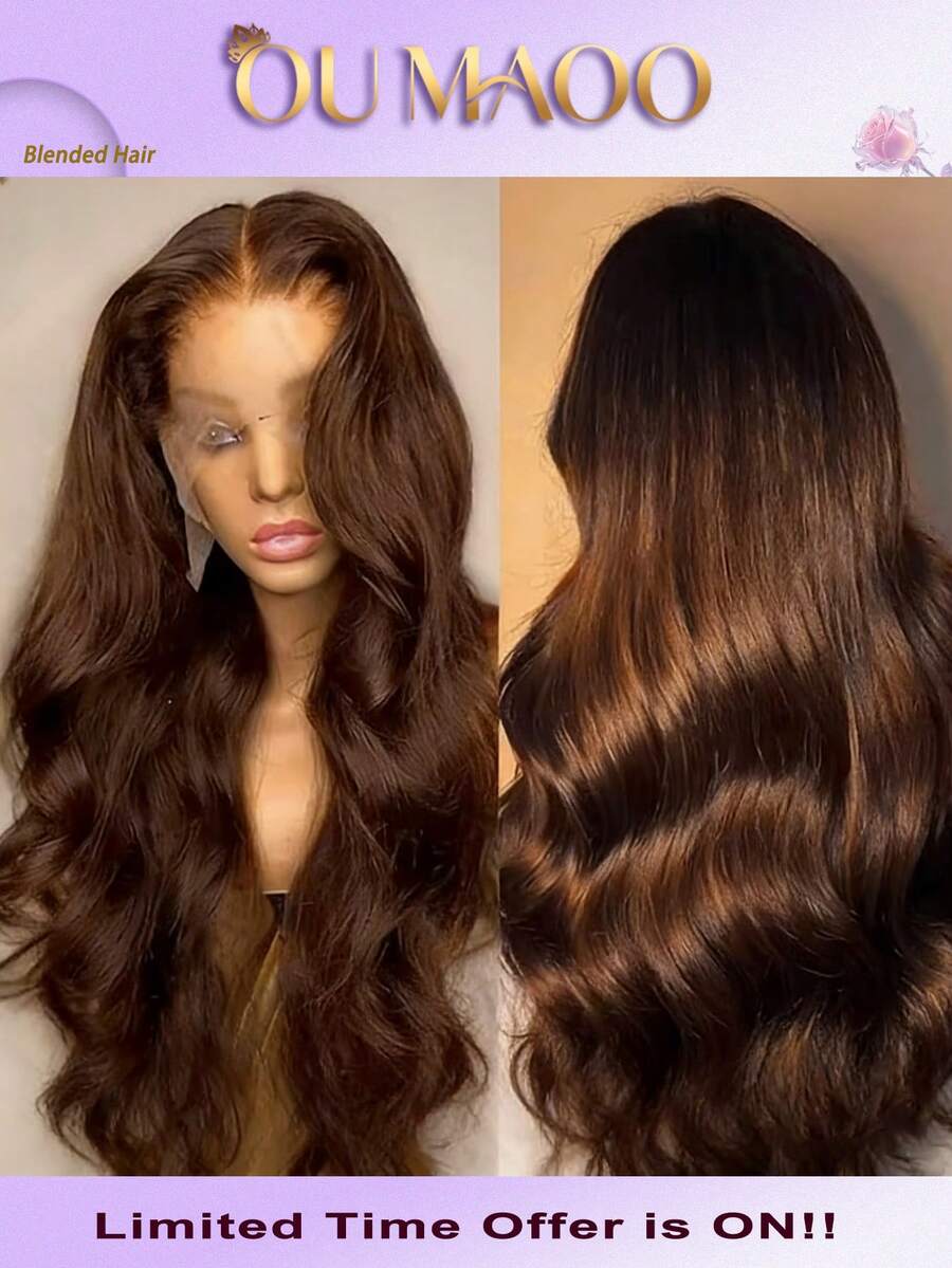Body Wave Lace Front Wigs Human Blended Hair Wear And Go Glueless Wigs Wide Lace 200 Density Human Blended Hair Wigs 13x4 Human Blended Hair Lace Front Wigs Pre Plucked 20 Inches Natural Color
