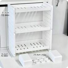 1 chiếc kệ để bàn rỗng nhiều tầng, có móc treo, giá đựng bút, kệ sắp xếp đồ dùng. - trắng - Xem 8