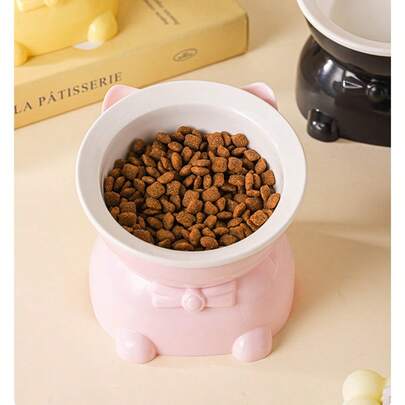 Spill-Proof Elevated Pet Bowl, Nordic Style Plastic Base, Ceramic Bowl For Cats And Dogs, Pet Supplies