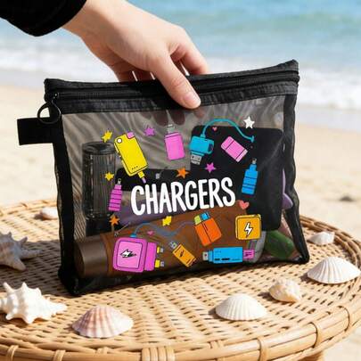 Túi lưới nhiều màu sắc in họa tiết cáp sạc sáng tạo, dùng để đựng cáp dữ liệu, sạc điện thoại, túi đựng mỹ phẩm thời trang và cá tính, túi đựng văn phòng phẩm cho học sinh, túi đựng đồ vệ sinh cá nhân khi đi du lịch, túi đựng đồ kỹ thuật số nhỏ gọn và tiện dụng, túi đựng đồ phân loại, thích hợp cho mùa cưới, quà tặng cho phù dâu, quà lưu niệm, Ngày của Mẹ.