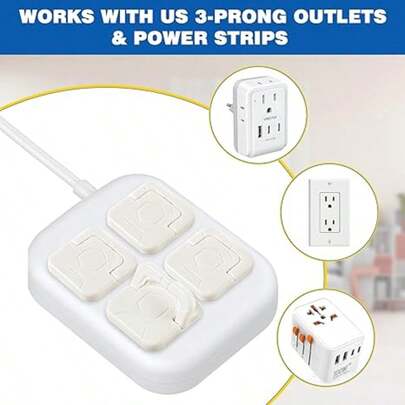 Baby Electrical Outlet Covers, With Hidden Pull Handle, ABS Plastic White Opaque Design For Toddler Safety
