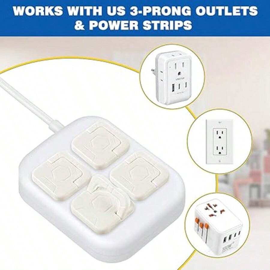 Baby Electrical Outlet Covers, With Hidden Pull Handle, ABS Plastic White Opaque Design For Toddler Safety