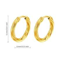High Quality 316L Stainless Steel Hypoallergenic Golden Earrings, Plum Blossom Twist Round Hoop Earrings In Gold & Silver Color, Tarnish Resistant, Comfortable & Versatile, Minimalist Elegant Design, Suitable For Daily Wear Or Parties, Fashion Jewelry Gift For Women - Golden - View 3