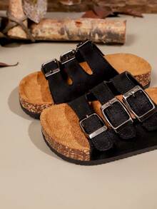 儿童软底时尚拖鞋，轻便沙滩鞋，舒适可调节凉鞋 - 黑色 - 查看 7