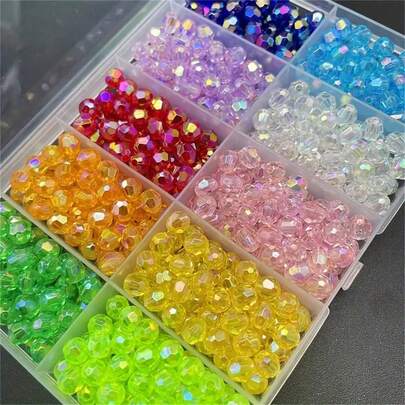 750Pcs 6mm Kandi Beads For Jewelry Making, AB Colored Acrylic Cutting Beads For Bracelets, Necklaces, Crafts DIY, Girls Birthday Gifts