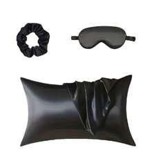 3pcs Satin Sleep Set, Soft And Smooth, Softer Than Silk, Pillowcase, Eye Mask And Hair Scrunchie, Suitable For Skin And Hair, Pillowcase Size 29.53"X19.29"(77x51cm), Suitable For Back To School, Travel, Home Bedding Gift (1 Pillowcase + 1 Eye Mask + 1 Hair Scrunchie) - Three-piece Set - View 11